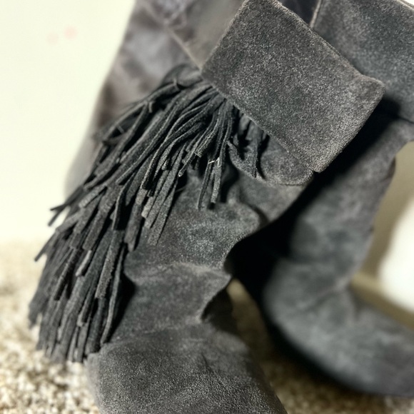 PREMIUM! Pre Owned Black Suede Fringe Ankle Boots Isabel Marant x H&M Collab - Picture 6 of 6